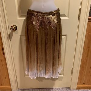 NWT SOFT SURROUNDINGS GIGI SEQUIN SHIMMMER GOLD SKIRT